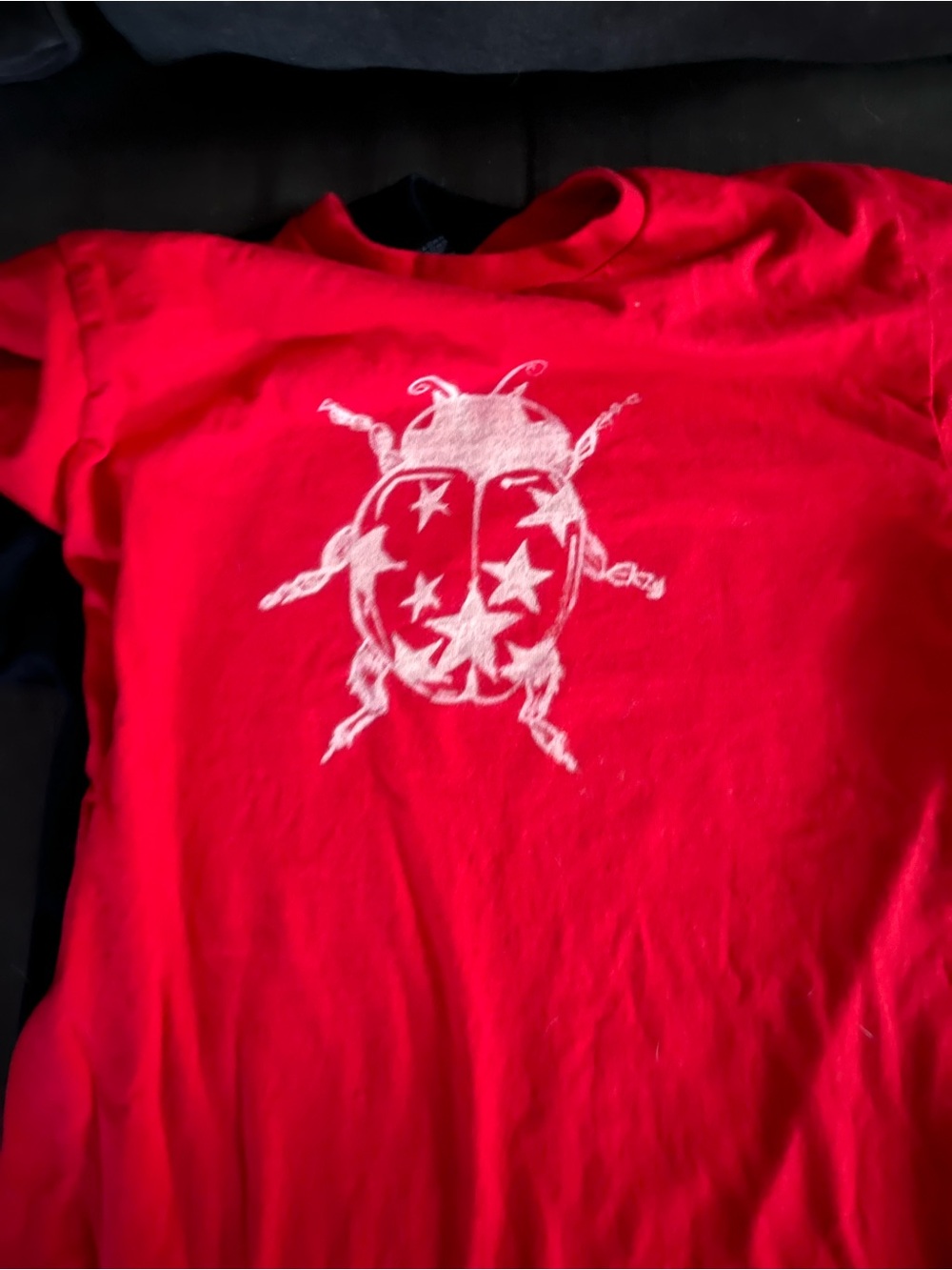 Red T-Shirt with White Star Beetle Graphic